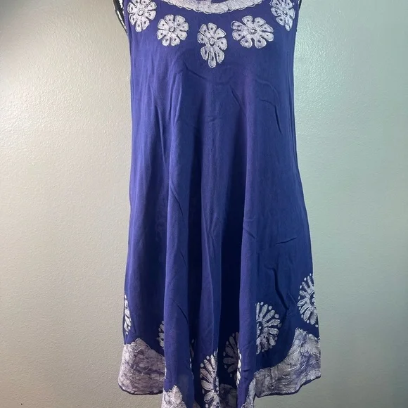 True Rock Purple Floral Embroidered Sleeveless Shift Dress Boho One Size - Picture 2 of 9
